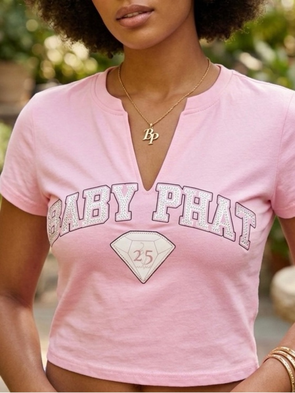 Retro BABY PHAT 25th Anniversary Pink Crop Tee. Y2K Streetwear McBling Coquette